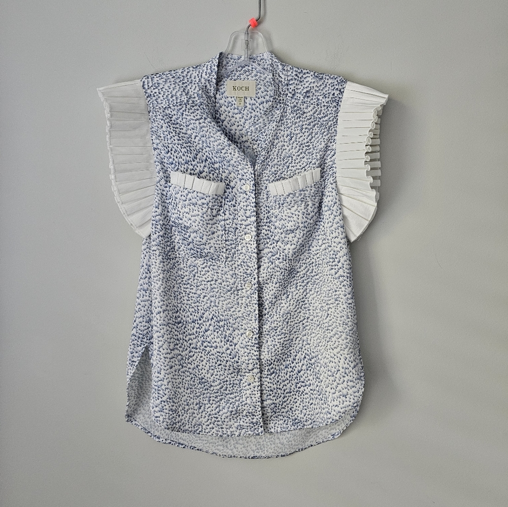 Koch Ruffle Sleeve Blouse Button Up Size small